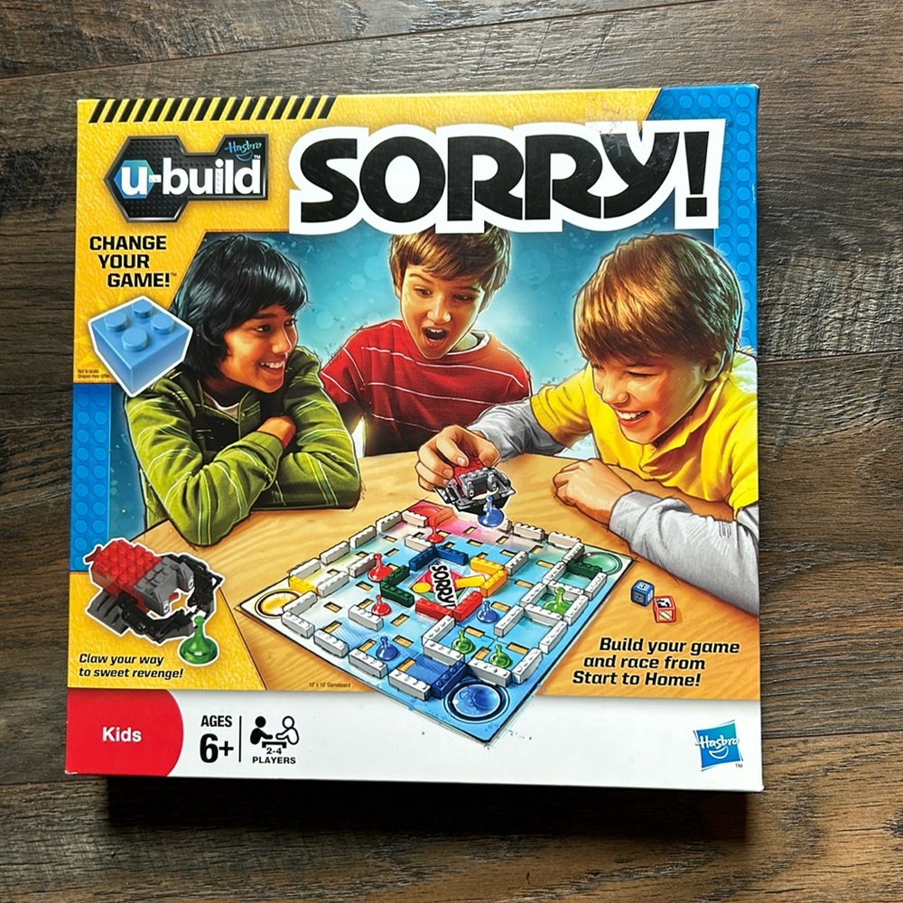 SORRY!" HASBRO 2010 U-BUILD BUILDING BOARD SORRY BOARD GAME New Unopened Box **